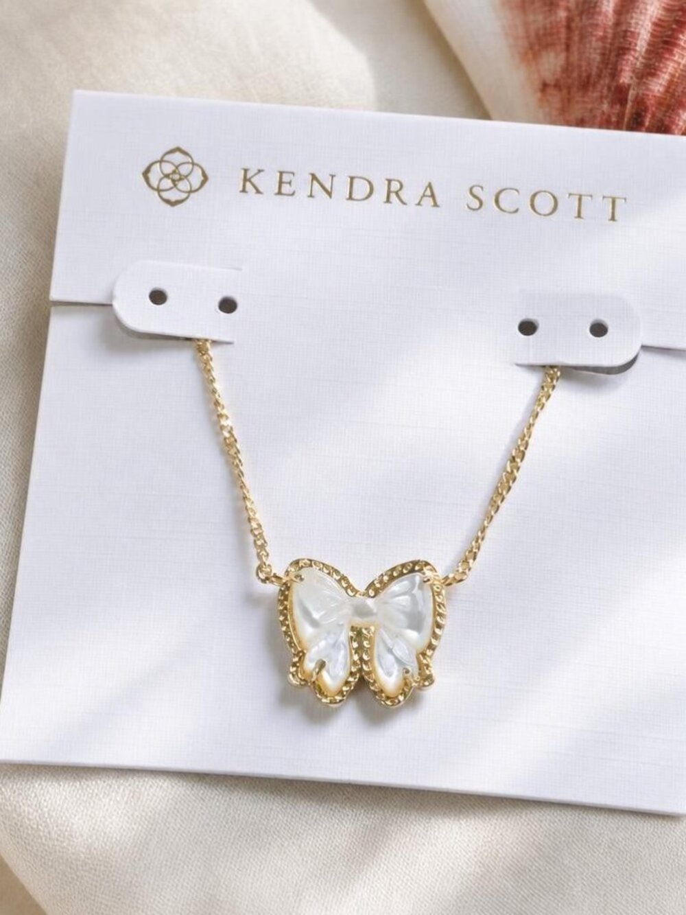 Kendra Scott Haley Bow Gold Ivory Mother-of-Pearl Necklace